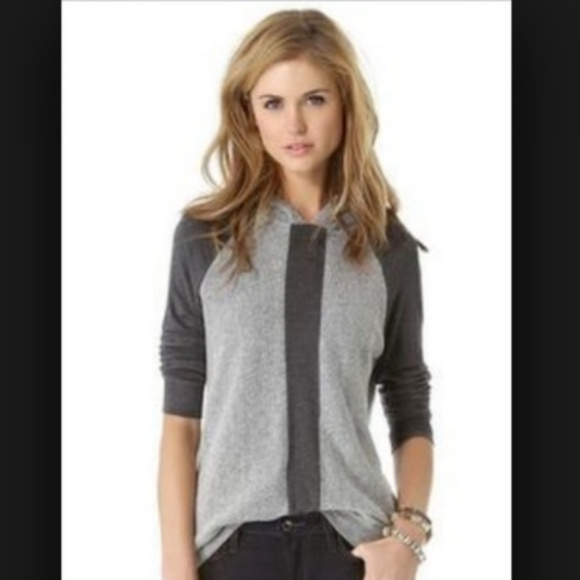 Anthropologie Bella Luxx Gray Hooded  L/S Top XS - Picture 1 of 8